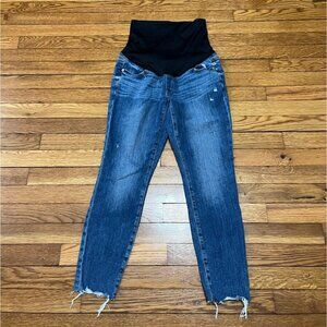 LOFT Maternity Straight Leg Jeans with Black Waist Panel - Blue